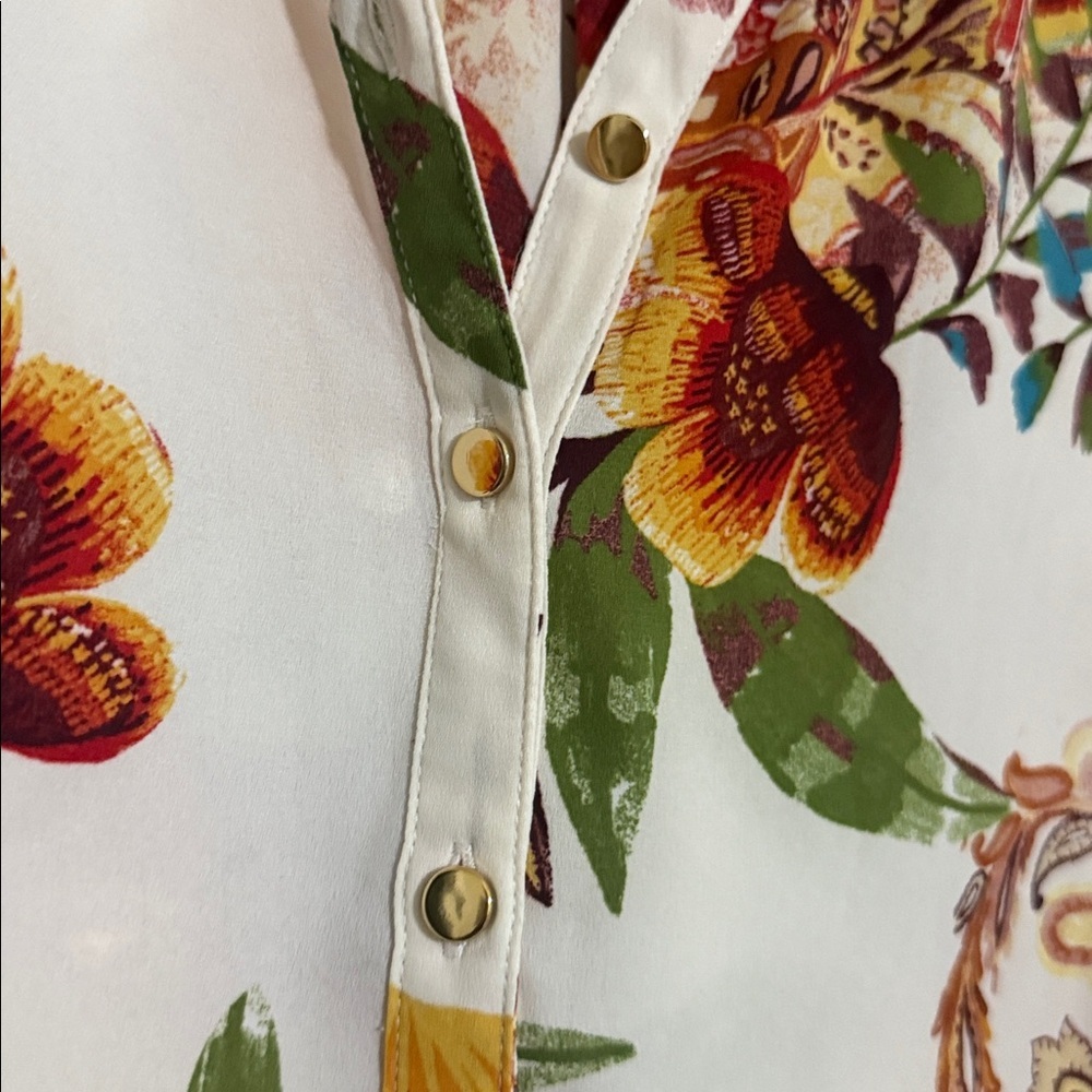 JM Collection White Orange Floral Blouse women 2X casual office boho festival - Picture 5 of 8